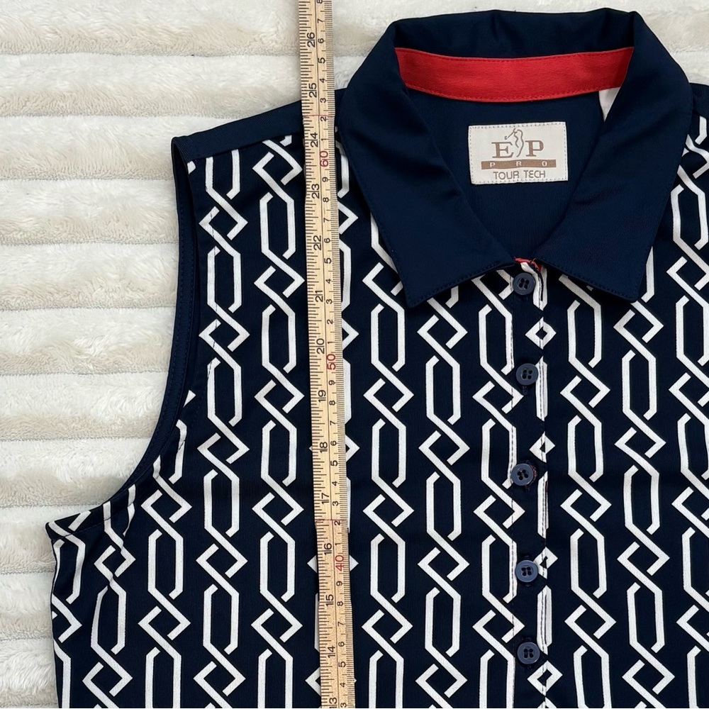 EP PRO TOUR TECH Sleeveless Golf Polo Navy Blue Medium - Picture 8 of 8